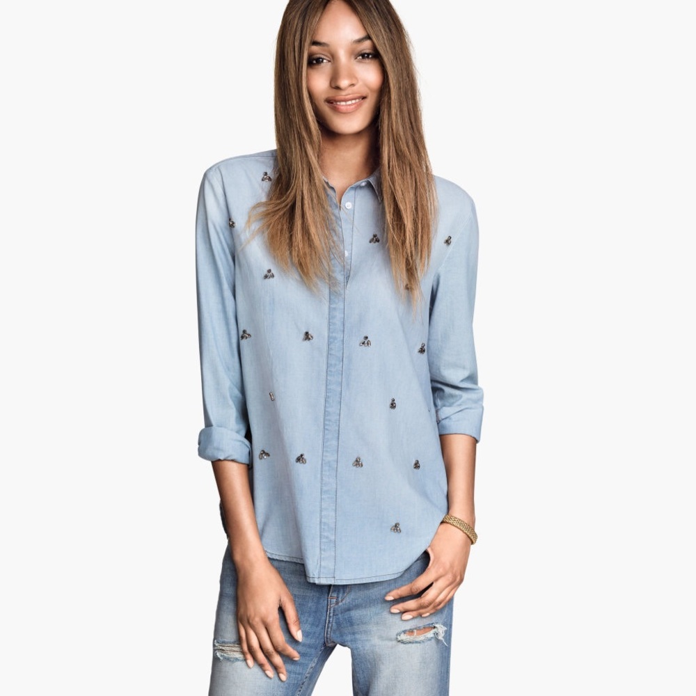 H&M tencel shirt w/ gem details